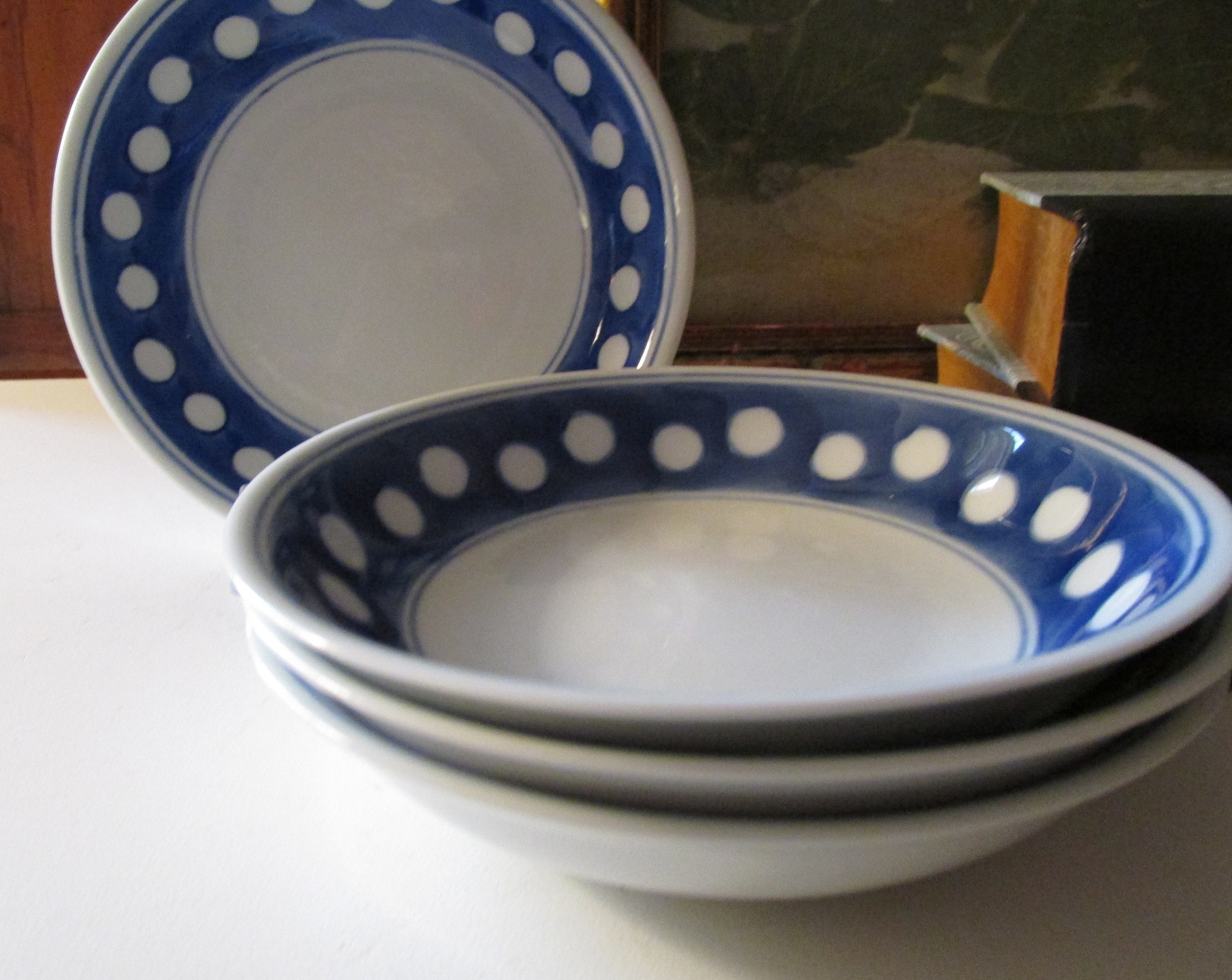 Cuatro Williams-Sonoma tazón azul y blanco bolos de frutas | Etsy