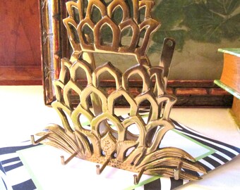 Vintage Brass Pineapple Wall Hook and Letter Holder, Home Office Decor, Chinoiseire Chic, Grandmillennial Decor
