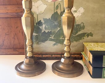 Vintage  Brass Candlesticks, Traditional Decor, Mantel Candleholders, Hollywood Regency, Grandmillennial Decor, Traditional Decor