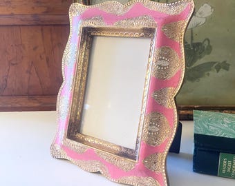Vintage Pink Florentine Style Frame, Scroll Gillded  Design, Sicura Italian Designs Photo Frame