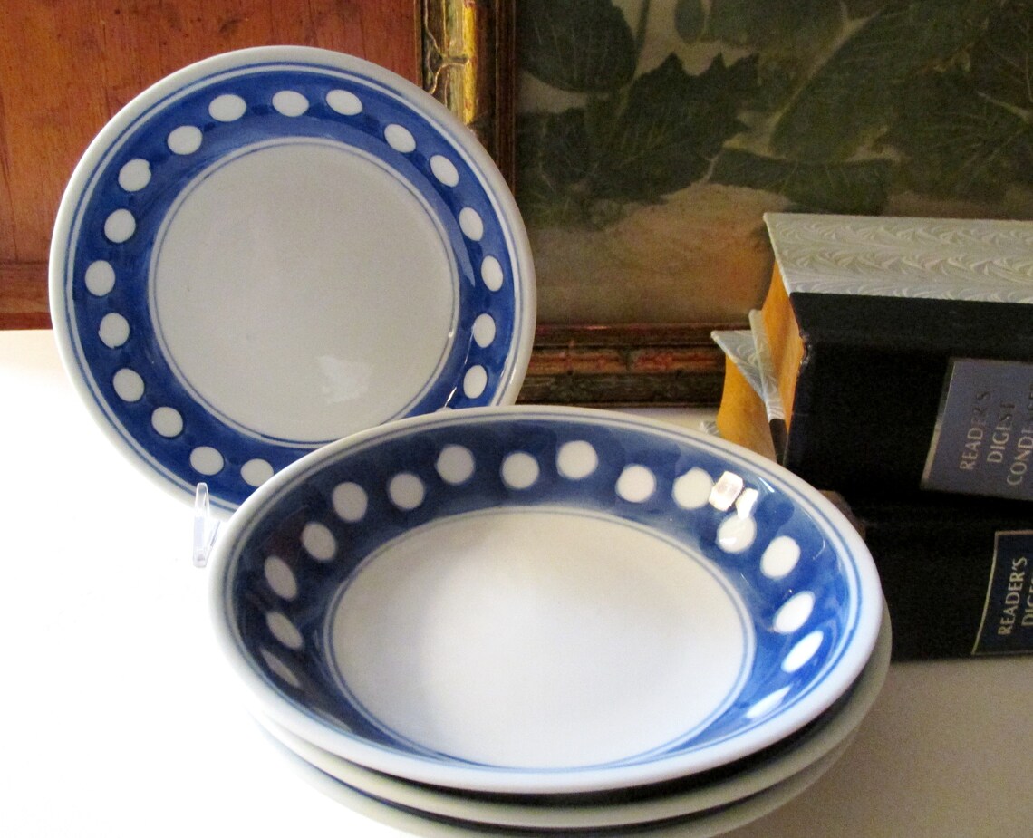 Cuatro Williams-Sonoma tazón azul y blanco bolos de frutas | Etsy