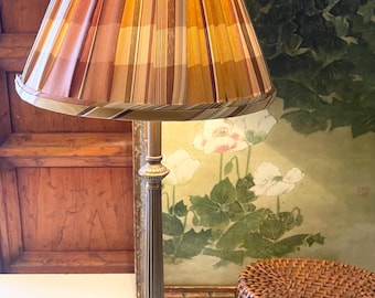 Vintage Griffin Buffet Lamp, Gold Metal Column Lamp with Custom Pleated Diabolo Style Shade, Library Decor, Classic Grandmillennial Decor