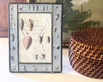 Sea Shell Beach Coastal Shell Photo Frame, Beveled Glass With Soldered Lead, Vertical or Horizonal, 4 x 6 Fringe Studio, Coastal Grandmother
