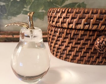 Vintage Glass Pear Paperweight, The Bombay Company, Fruit Paperweight, Mantel Decor, Home Office Decor, Vintage Gift