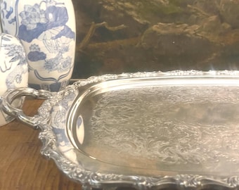 Vintage "Countess" International Silver Company Waiter's Tray, Butler Tray, Silver Plated Footed Tray, Wedding Silver