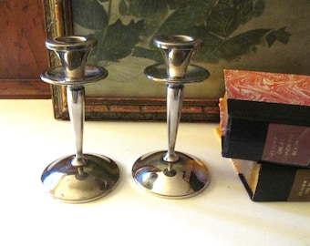 Vintage Mid Century Mod Candlesticks, Made in Spain, Silver Plated Candle Holders, Hollywood Regency, J. Perez Ruiz