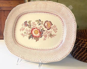 Vintage England Franciscan “Paynsley” Ironstone Platter, Earthenware, Pink and Cottage Core Wall Gallery, 1980's Grandmillennial