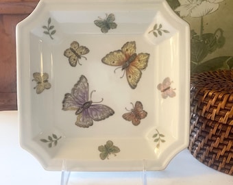Vintage Hand Painted Butterfly Tray, Andrea By Sadek, Decorative Entry Table, Cottage Core Gift, Hollywood Regency