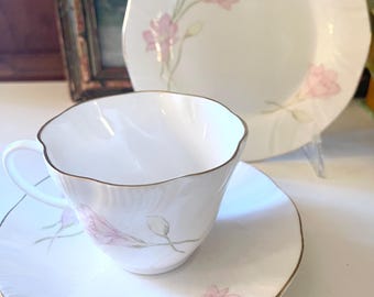 Vintage Queen's Rosina England Bone China Teacup Set and Small Plate, Tea Party Gift, Wedding or Bridal Shower Gift