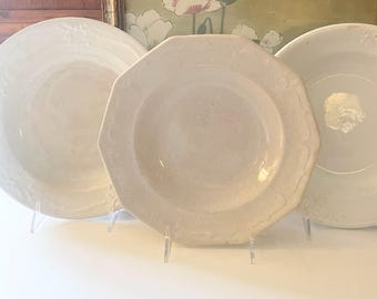 Vintage England Lot of Three Ironstone Soup Bowls, Powell and Bishop, Baker & Co., Wheat in the Meadow