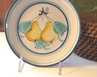 Vintage Vietri Italy Pear Plate, Hand Painted Kitchen Wall Decor, Tuscany Decor