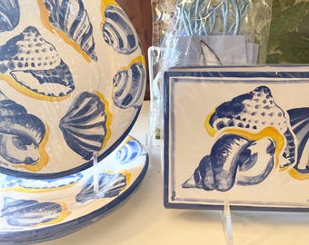 Beach Coastal Party Goods, Isabelle De Borchgrave For Target, Dessert Paper Plates, Invitations and Mini Party Gift Bags, Isabelle Party