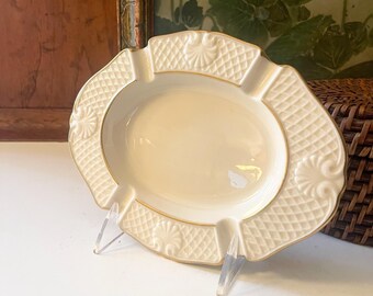 Vintage Lenox USA "Aegean" Basket Weave and Sea Shell Ashtray, Palm Beach Chic Tray, Soap Dish