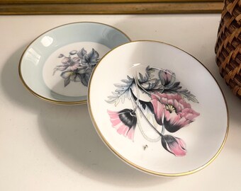 Vintage Lot Royal Worcester England Floral Porcelain Pin Dishes, Bridal Shower Gift