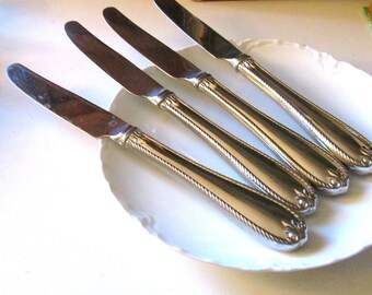 Vintage Lenox Set o Four "Butler's Gourment" Stainless Steel Dinner Knives, Grandmillennial Dining