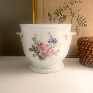 Vintage German Cachepot, Royal Bareuther, Grandmillennial Gift, Floral Planter