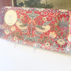 Morris & Co. for Pimpernel Melamine Serving Tray, &quot;Strawberry Thief&quot;, Harrods, Red Sandwich Tray