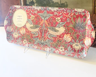 Morris & Co. for Pimpernel Melamine Serving Tray, "Strawberry Thief", Harrods, Red Sandwich Tray