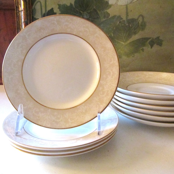 Four Vintage Ralph Lauren " Meredith" 1992 Bread and Butter Plates, Wedgwood, Made in England, Four Teacup Saucers, Sold Separatel