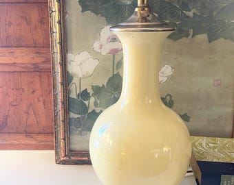 Vintage Yellow Lamp, Chinoiserie Lamp, Palm Beach Decor, Library Decor, Home Office Decor, The Gilded Tassel, Paul Hason