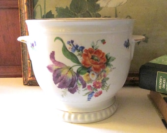 Vintage German Cachepot, Royal Bareuther, Grandmillennial Gift, Floral Planter, Mother's Day Gift