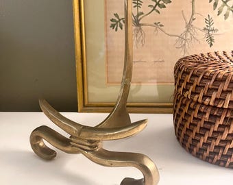 Vintage Brass Oriental Style Easel, Plate Stand or Picture Holder