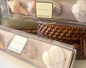 Vintage Set of Eight Sea Shell Place Card Holders, Nate Berkus, Beach Coastal Decor, Beach Wedding Dinner, Beach House Shells