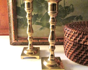 Vintage Valsan Portugal Brass Candleholders, Classic Candlesticks, Mantel Decor, Library Decor, Grandmillennial Home Gift