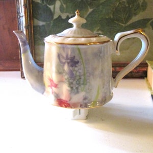 Vintage Burton & Burton Teapot Night Light, "Laurel Valley" Floral Wall Plug In Light, Mother's Day Gift, Gift For Tea Lover