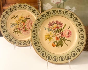 Vintage Pair By Raymond  Waites Studio, Decorative Floral Wall Plates, Grandmillennial Decor, Wall Gallery, Cottage Core