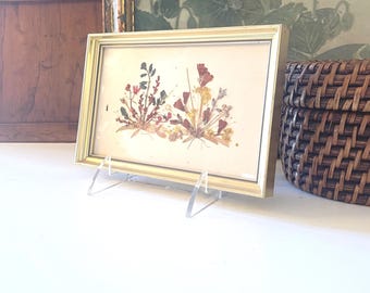 Vintage Framed Dried Floral Picture By Reichlin of Switzerland, Small Botanical Wall Art,  Grandmillennial, Wall Gallery Decor