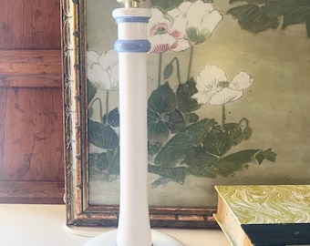 Vintage Laura Ashley UK Candlestick Style Lamp, Accent , Nursery or Kitchen Lamp, Grandmillennial, Periwinkle Blue and White