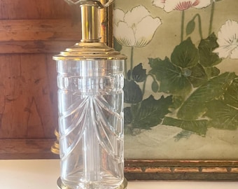 Vintage Waterford "Overture" Crystal and Brass Traditional Accent Lamp, Grandmillennial, Bookshelf Lamp, Home Office Decor,