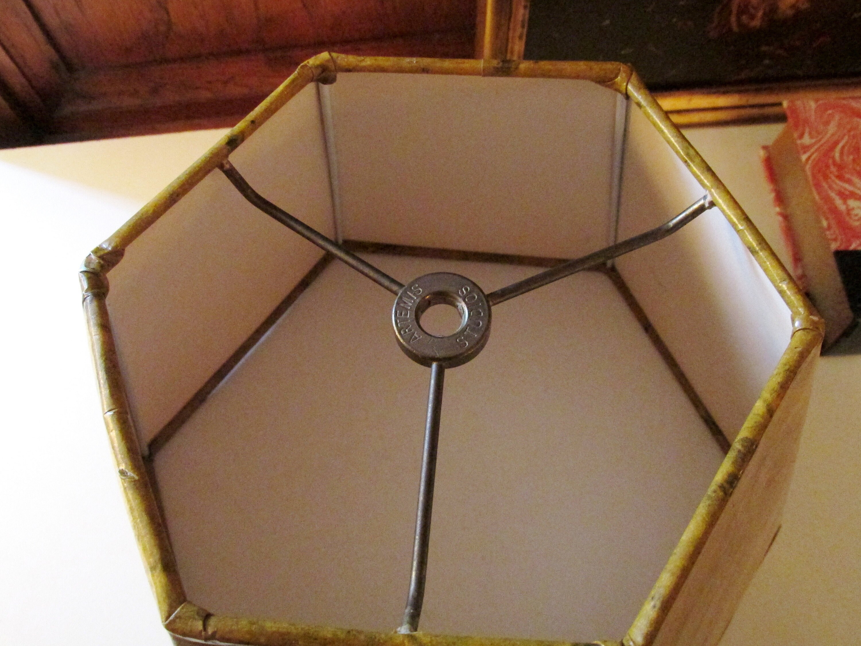 Vintage Artemis Studios Lamp Shade Ochre Gold Marblized
