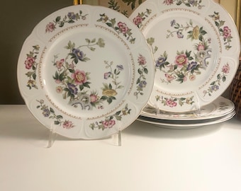 Vintage Chinoiserie Floral Dessert/Salad Plates, Set of 4 Ranmaru Dinnerware