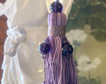 Vintage Houlès, Paris "Opaline" Beaded Purple Key Tassel, Vintage Tassel, Modern Glam, Hand Made, The Gilded Tassel