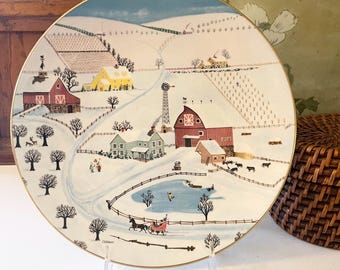 Vintage Royal Doulton Christmas Dinner Plate, Sleigh Bells Pattern, Holiday Plate, 1977, Wall or Cabinet  Collectible Plate, Farmhouse Xmas