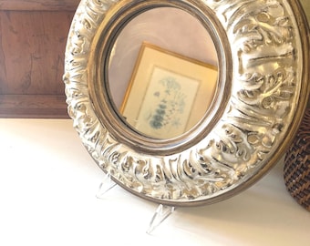 Vintage Bombay Company Florentine Style Round Mirror, Acanthus Leaf Silvered Dome Mirror, Wall Gallery Decor, French Chic, Grandmillennial
