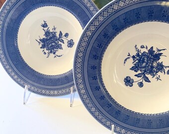 Two Vintage Churchill England Rim Soup Bowls, English Ironstone, "Out Of The Blue"