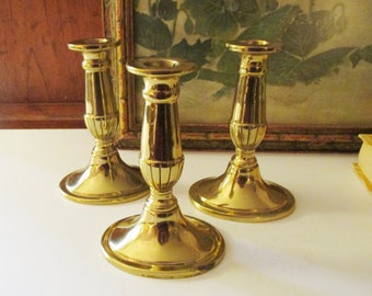 Trio of Virginia Metalcrafter Candleholder, Brass Cahdlestick Holders, Mantel Decor, Grandmillenial, VM 16-28