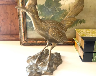 Vintage Brass Road Runner Figurine , Hollywood Regency Decor, Coffee Table Decor
