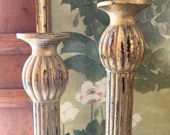 Vintage Bombay Co Tall Pair of Graduated Candlesticks,  Candlestick Holders, Modern /Boho Decor, Mantel Decor, Hollywood Regency