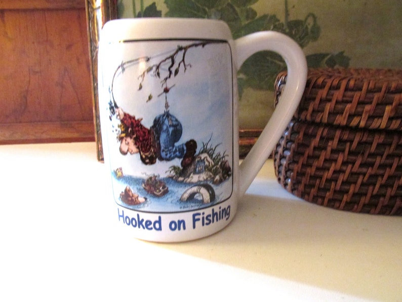 Vintage Gary Patterson Coffee Mug, Fishing Theme Fish, Father's Day Mug, Humorous Beer Stein, Gift For Fisherman image 1