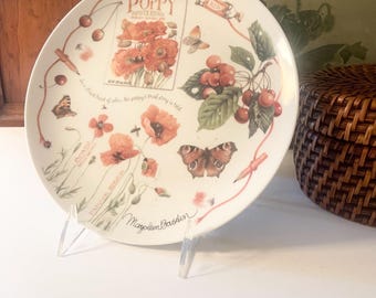 Vintage Marjolein Bastin For Hallmark Nature’s Reds Poppy and Cherries, Gift For Gardener, Sketchbook 1995, Decorative Plate