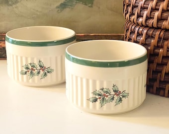 Vintage Spode England Set of Two Christmas Tree Ramekins, Holiday Bakeware, Christmas China, Oven To Table, Imperial Cookware