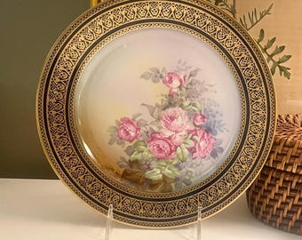 Vintage Limoges GDA Plate, Hand Painted Floral, Gilded Trim, French Chic Decor
