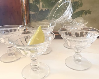 Six Vintage Fostoria "Colony" Clear Sherbet Glasses, Ice Cream Glasses Dining, Beverages Glasses