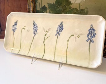 Vintage Gien France "Alice" Tray, Romantic Flowers Sandwich Tray, French Limoges Platter, Lavender Flowers, Cottage Core