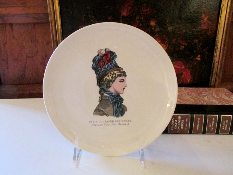 19th Century Fashion Gien France Petit Courrier des Dames Fashion Plate French Fashion Illustration Dessert Plate
