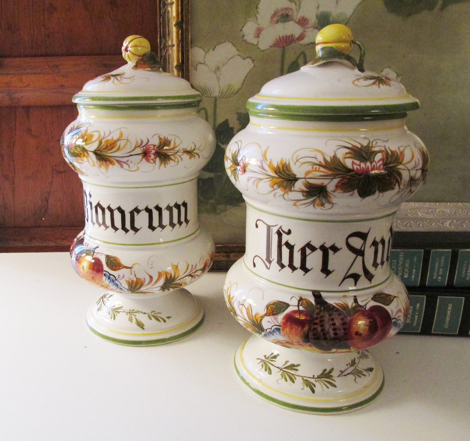 Vintage Pair of Italian Apothecary Jars Lidded Tall Jars Etsy